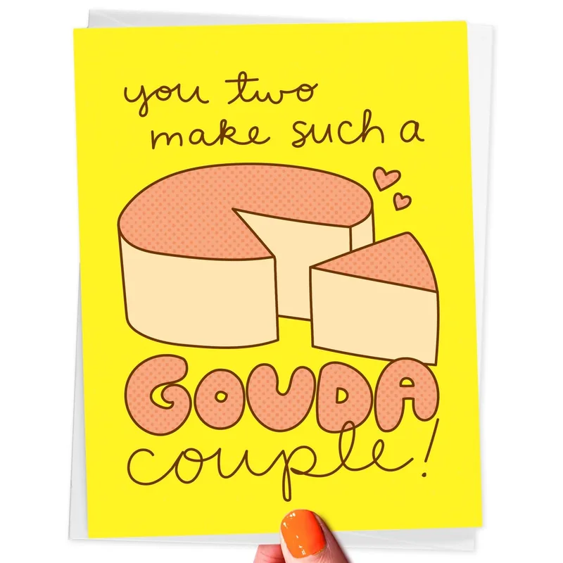 Yellow Cheese Wedges Wedding Card Celebrate a Gouda Couple