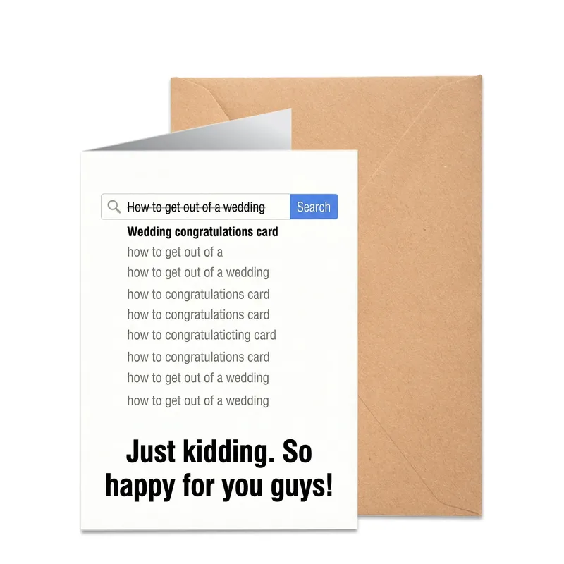 Search Bar Mockup Congratulations Card: A Funny Wedding Greeting