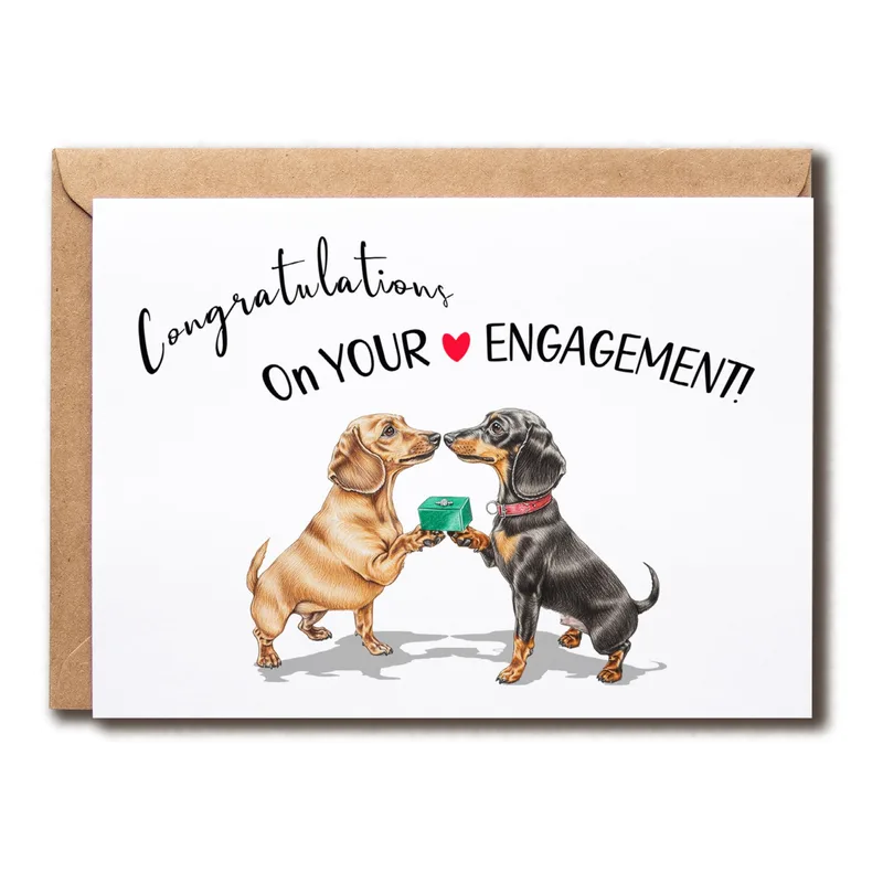 Dachshunds Ring Engagement Card for Sausage Dog Lovers