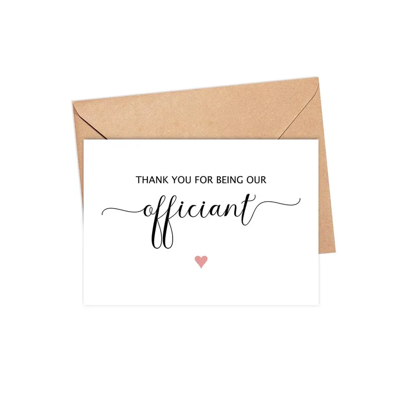 Script Pink Heart Thank You Card for Wedding Officiants