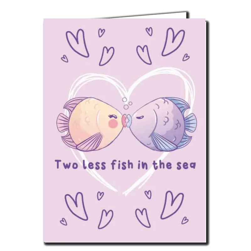 Kissing Fish Hearts Wedding Card for New Marriages