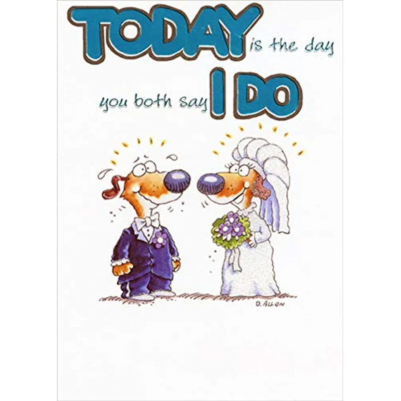 Cartoon Dogs Wedding Couple Card for a Funny Bridal Greeting