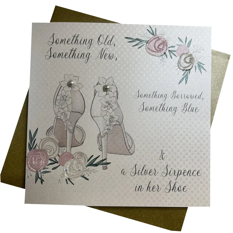 Gray Floral Wedding Figures Card for Bride and Groom