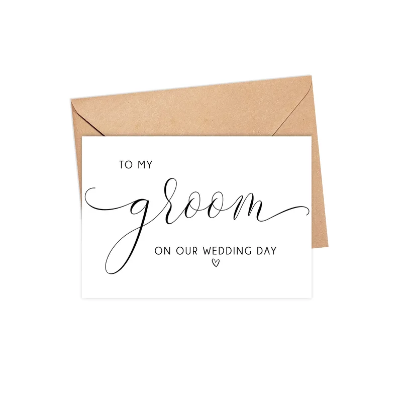 Kraft Envelope Script Wedding Card for Groom