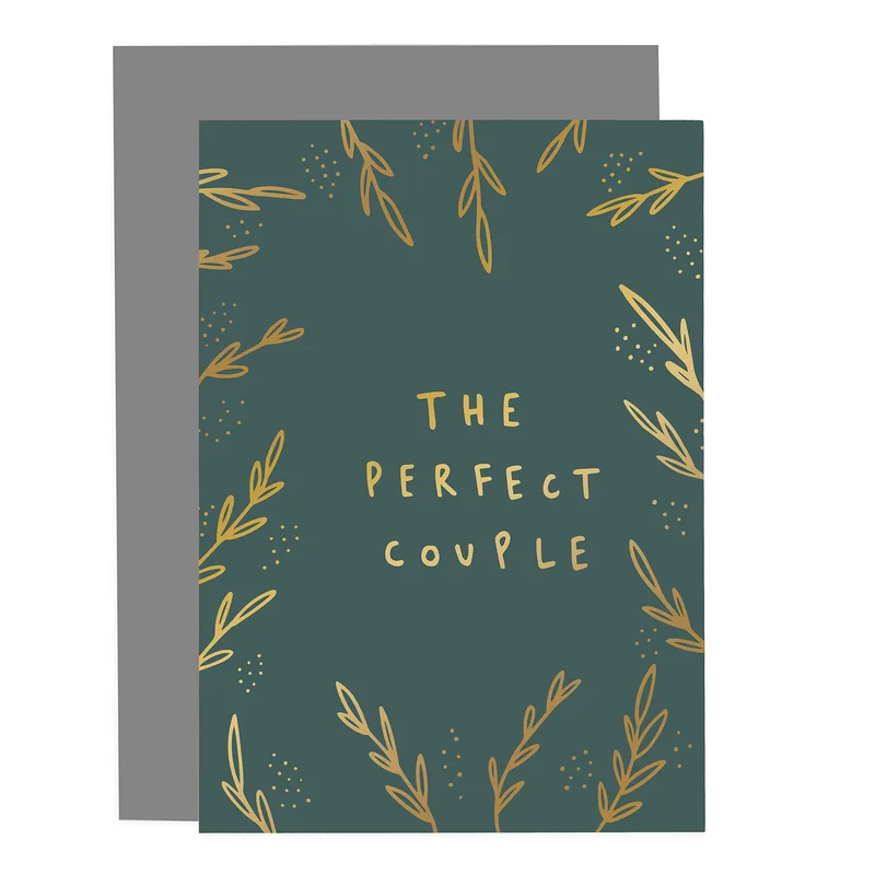 Green Gold Leaves Wedding Card Celebrating The Perfect Couple