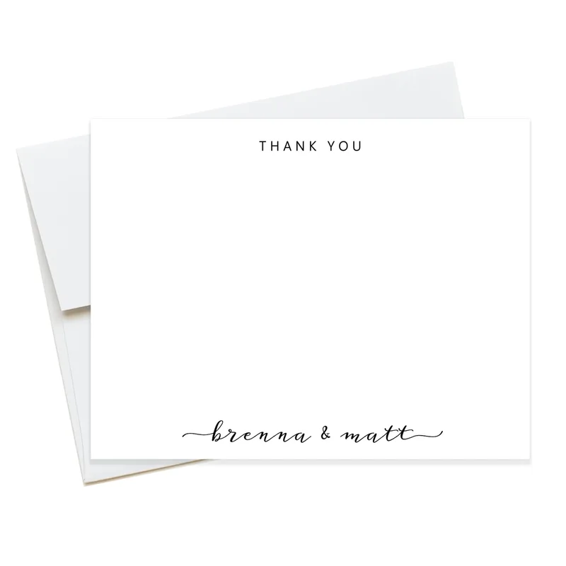 Minimal Script Thank Card for Wedding Gratitude Notes