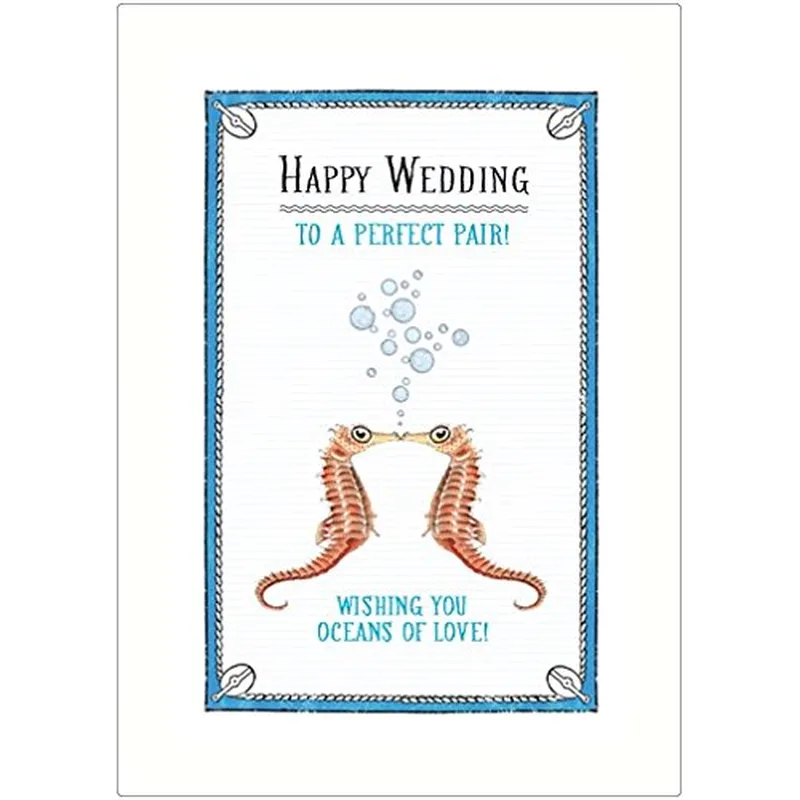 Seahorses Blue Wedding Card Celebrating a Perfect Pair with Ocean Love