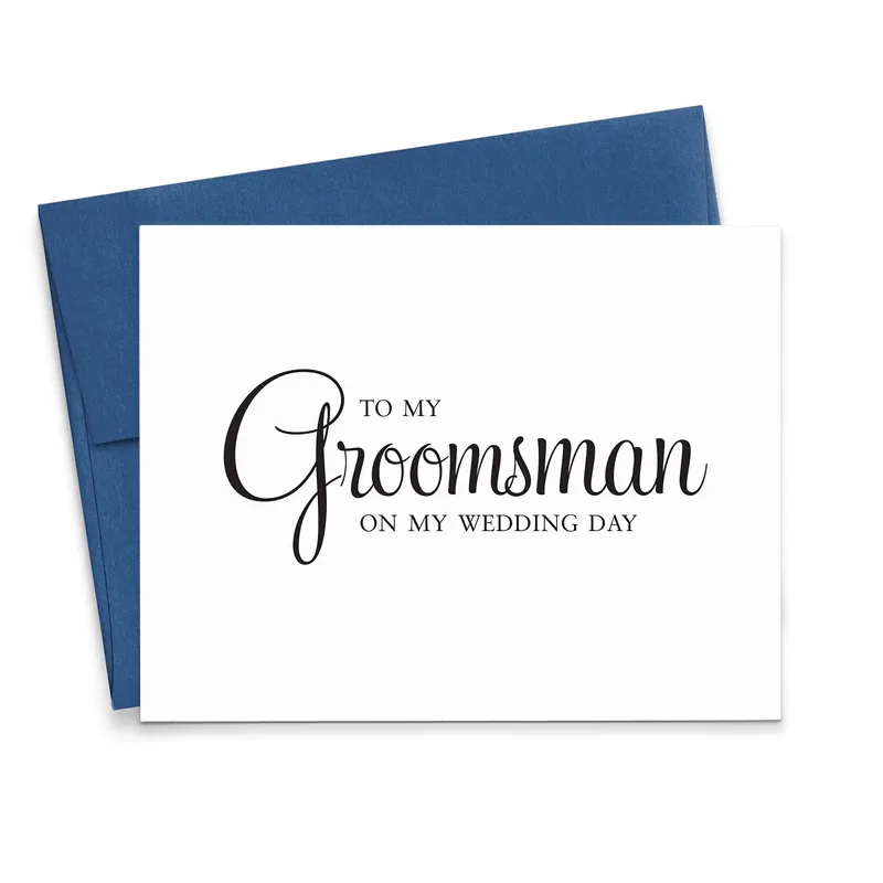 Envelope Black Script Wedding Card: To My Groomsman Design