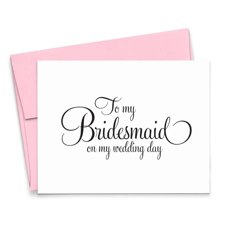 Pink Envelope Black Script Card: To My Bridesmaid Thank You Note