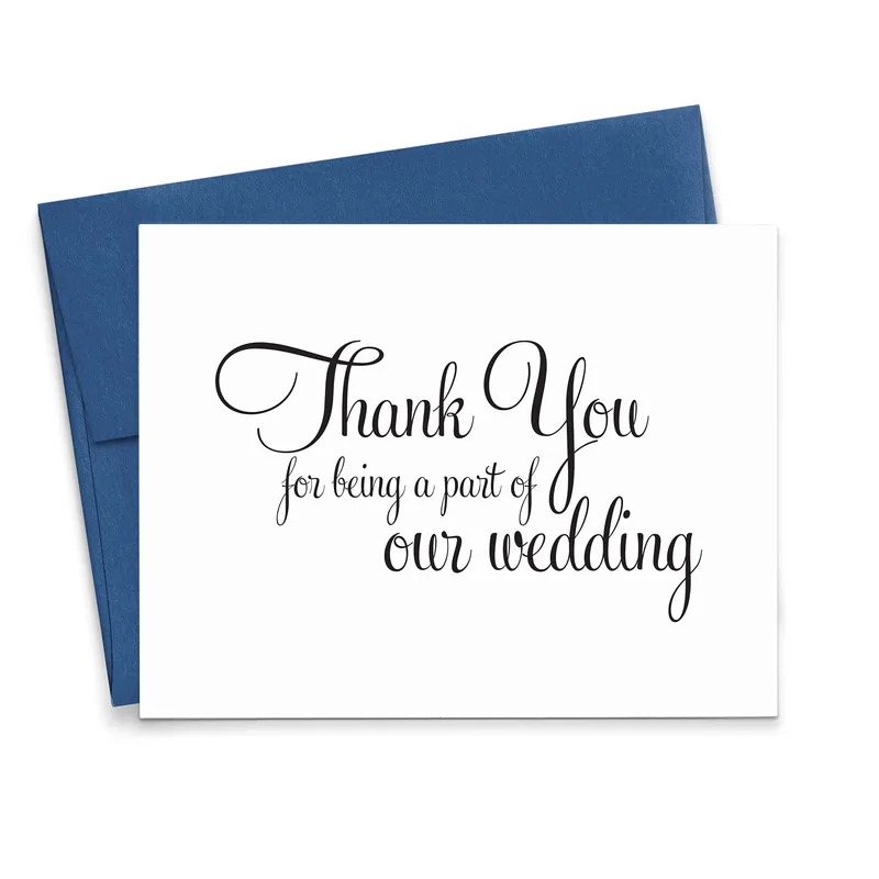 Navy Envelope Script Thank You Card for Wedding Gratitude