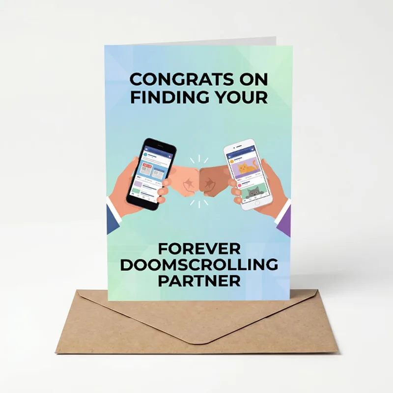 Phones Blue Background Congratulations Card features two
