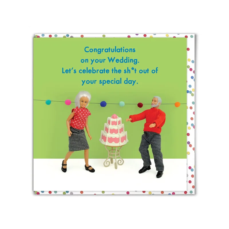 Background Dancing Couple Congratulations Card for a Cheeky Wedding