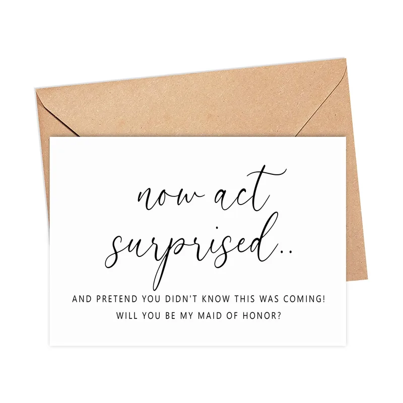 Black Script White Card for a Maid of Honor Proposal