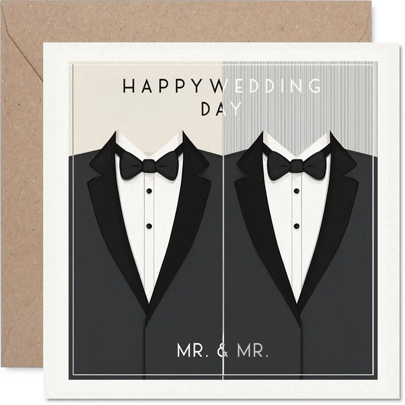 Two Black Tuxedos Wedding Card – Greeting Card in natural