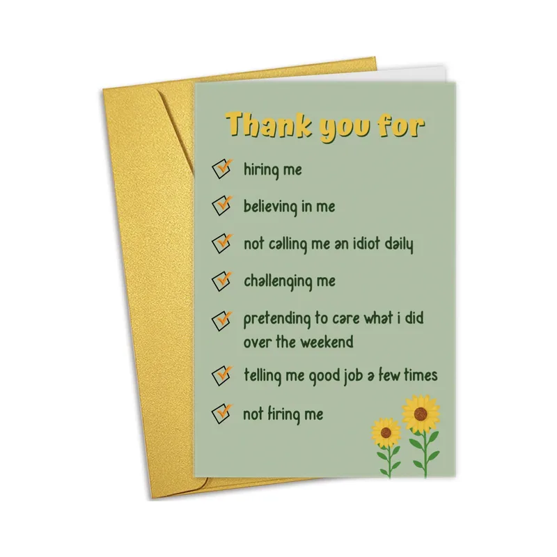 Funny Boss Thank You Card with a Sunflower Checklist