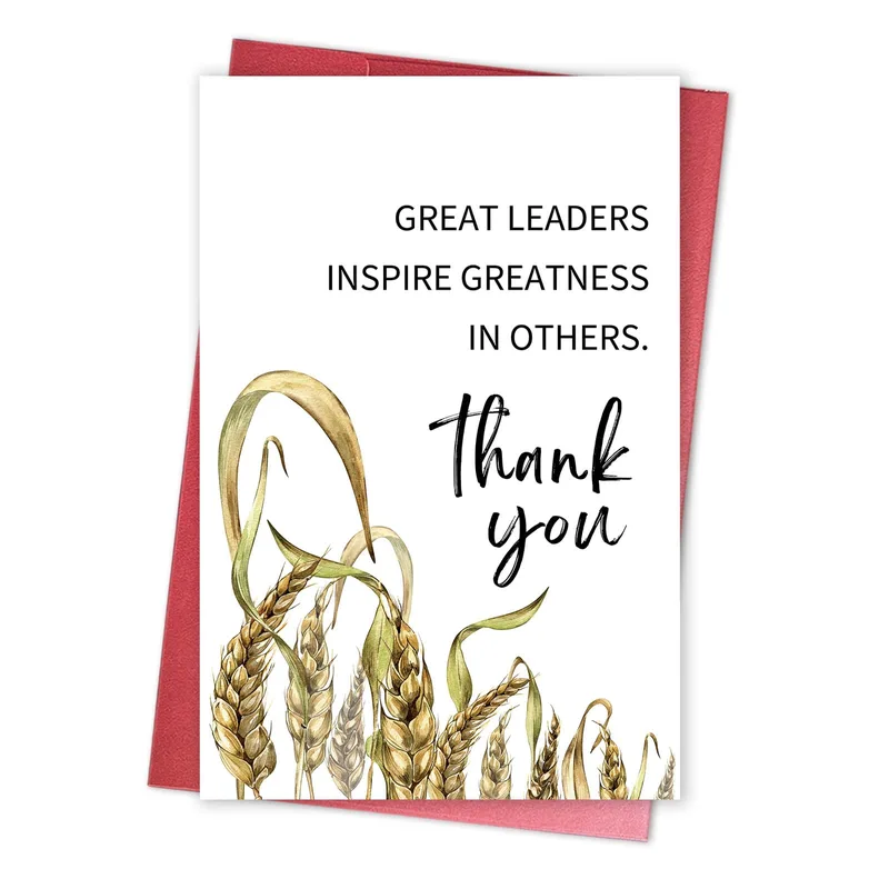 Great Leaders Inspire Greatness Card with golden wheat for a boss