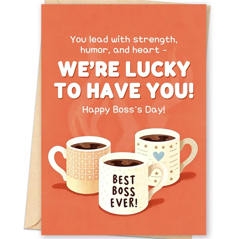 Best Boss Ever Card: Three Mugs and a Warm Thank You