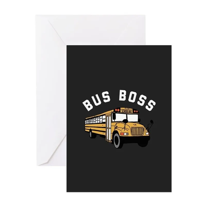 Funny Bus Driver Card featuring a yellow school bus
