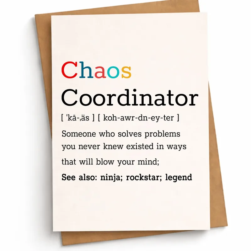 Chaos Coordinator Card: A Dictionary-Style Thank You