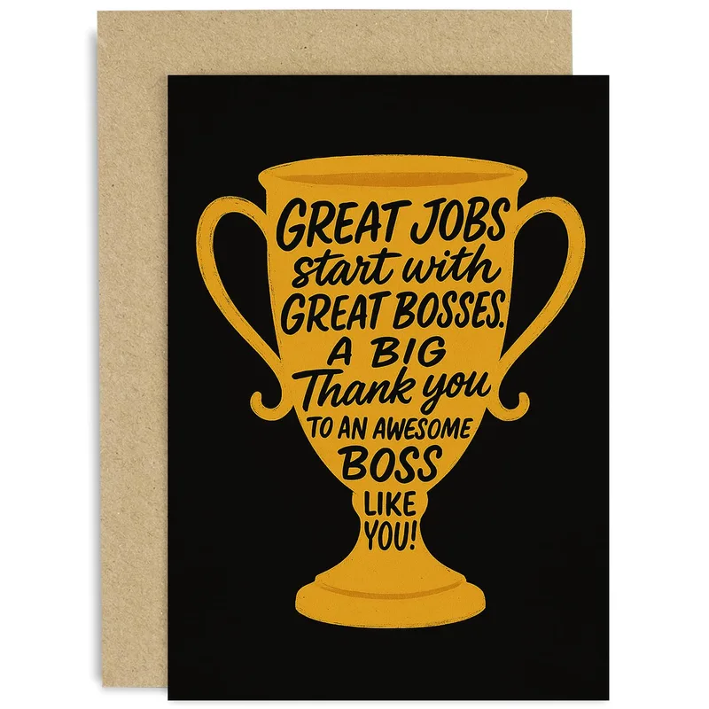 Gold Trophy Cup Card for an Awesome Boss