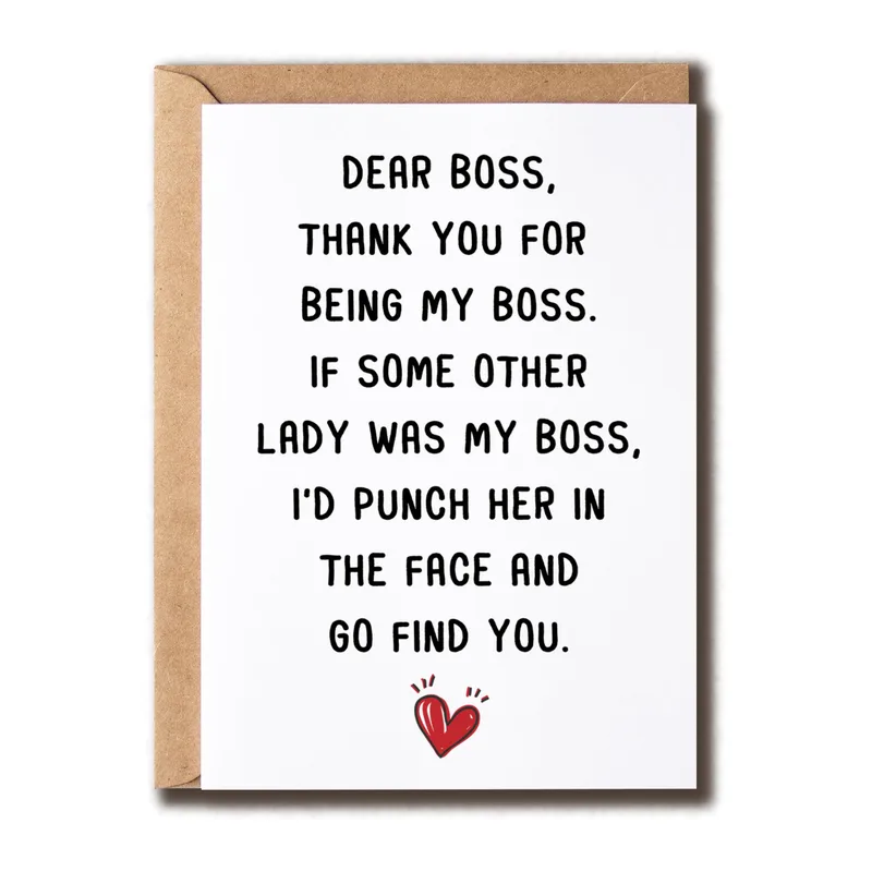 Dear Boss Thank Card: A Playful Note for Your Boss