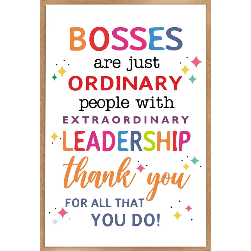 Typography Kraft Border Boss Card: A Colorful Tribute to Leadership