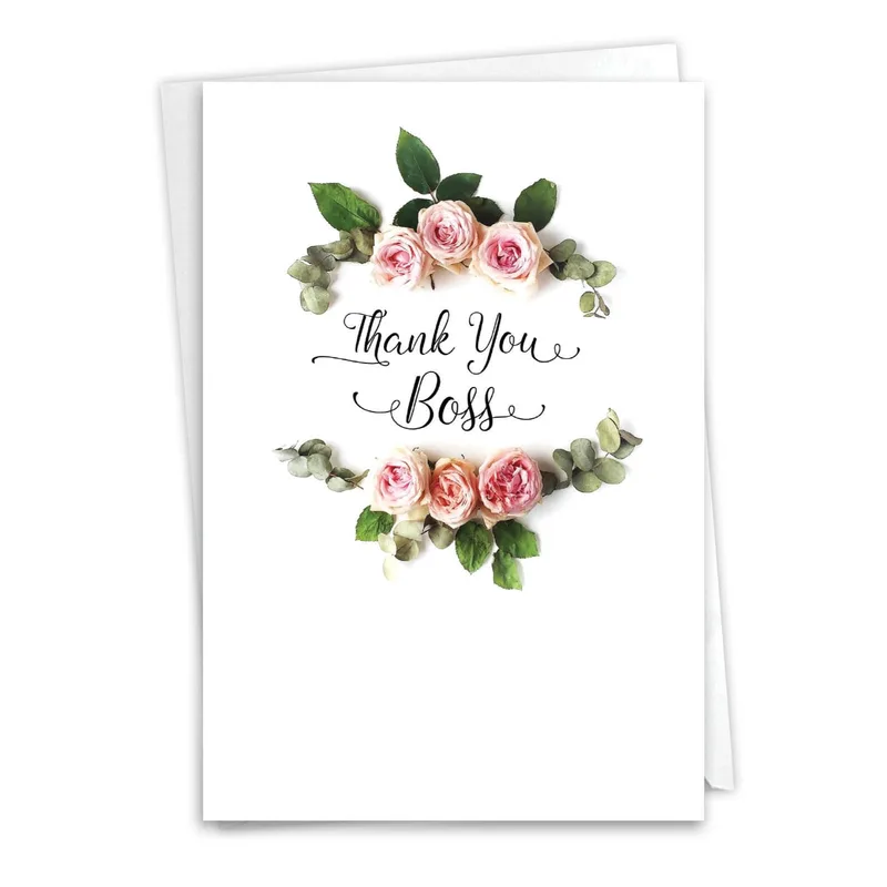 Roses Eucalyptus Wreath Boss Card for Elegant Gratitude