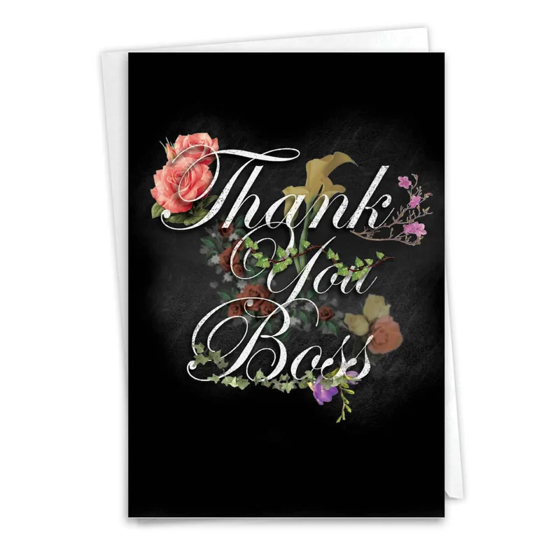 Black Chalk Roses Boss Card for Expressing Gratitude to Management