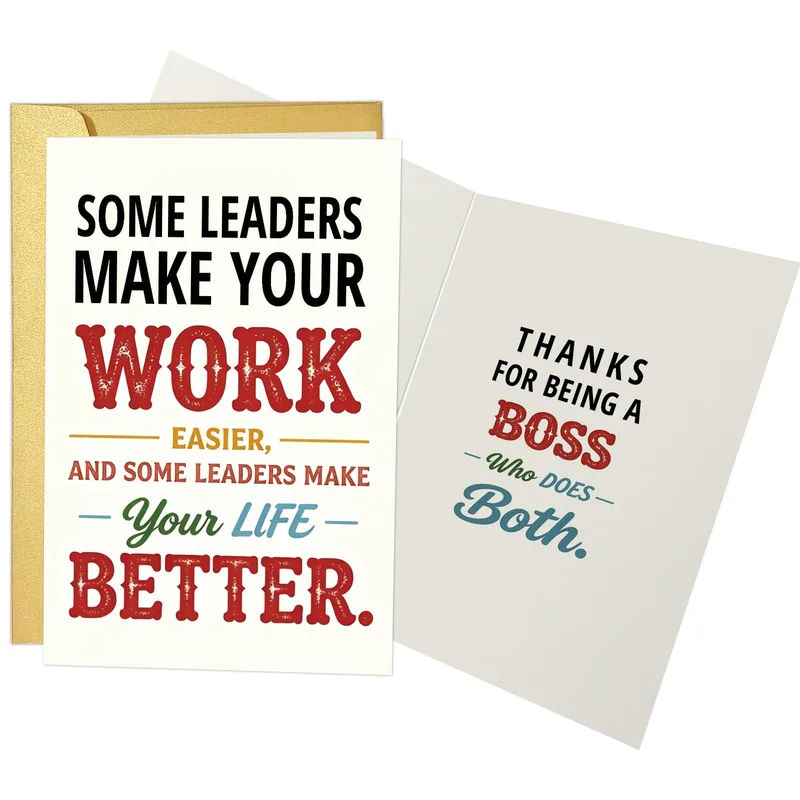 Colorful Bold Typography Boss Card for Leaders Who Make Work Easier