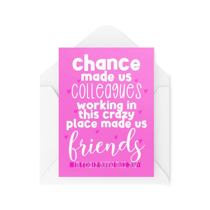Hot Pink Bold Coworker Card: A Sentimental Farewell for Office Friends