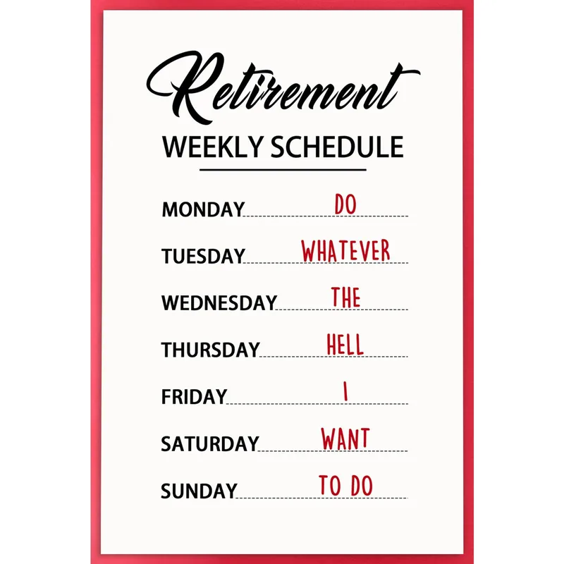 Retirement Schedule Card for Coworkers and Friends