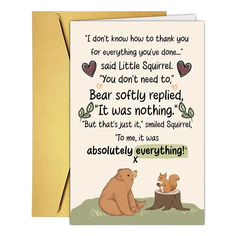 Thank You Bear Squirrel Card: A Gentle Little Exchange