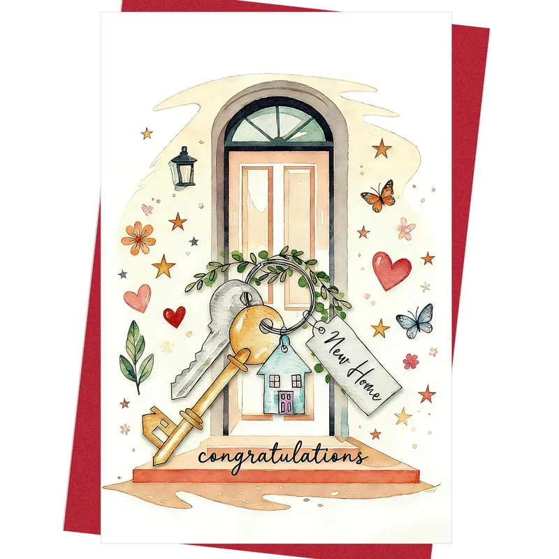 New Home Keys Card: a warm welcome to your first door