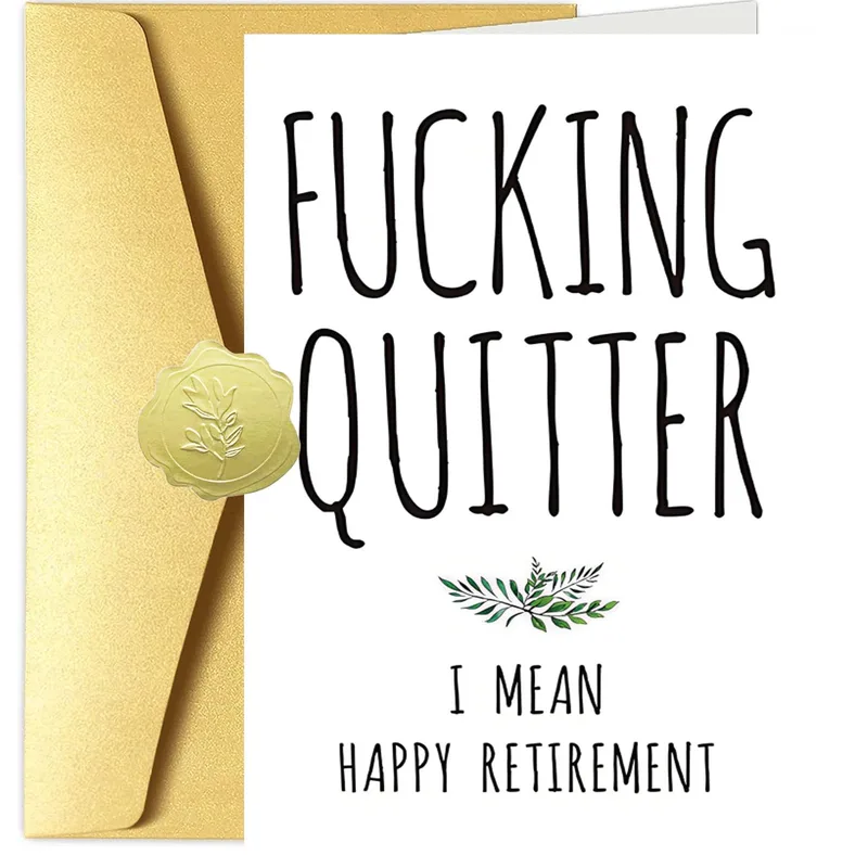Black Text Botanical Sprig Card for a Retiring Coworker