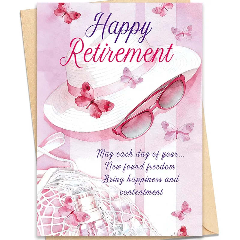 Retirement Freedom Card: Pink Hat and Sunglasses Design