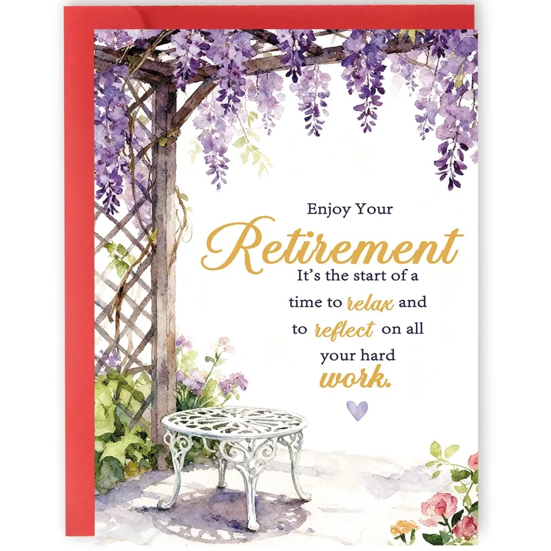 Enjoy Retirement Card: a wisteria garden for your next chapter
