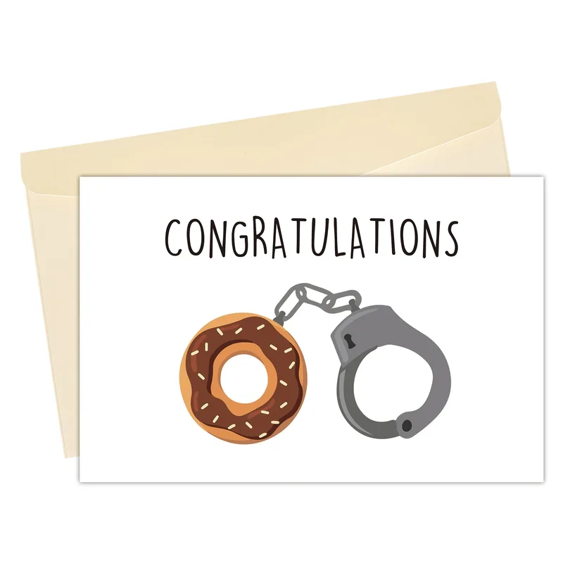 Donut Handcuffs Card for Police Graduation and Retirement Celebrations