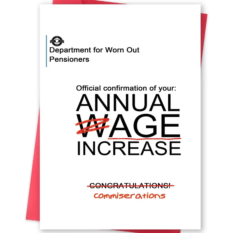 Retired Pensioner Card: Annual Wage Increase Joke