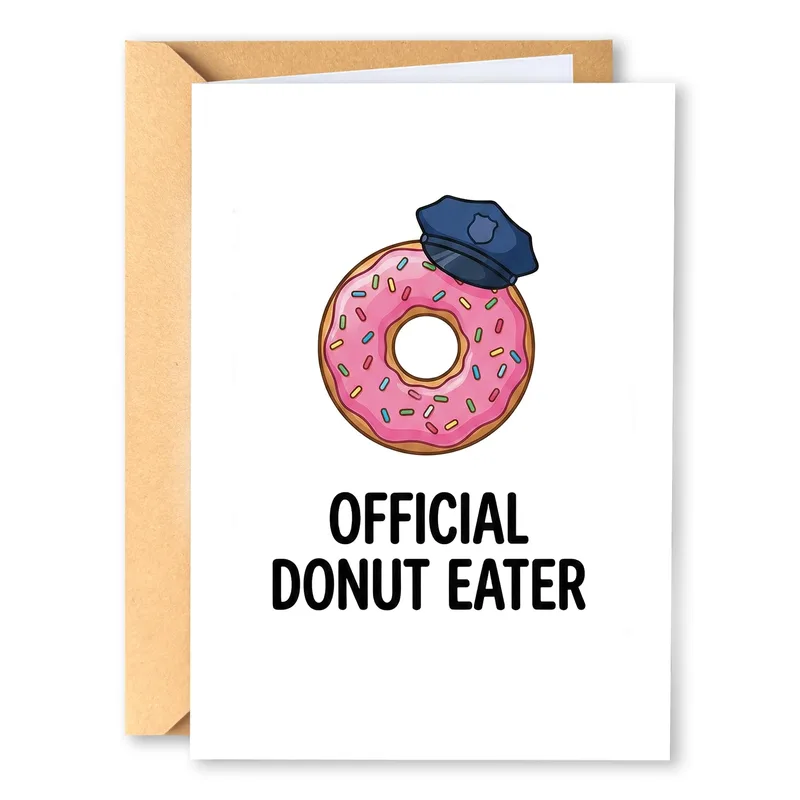 Police Officer Donut Card: Official Donut Eater Gag Card
