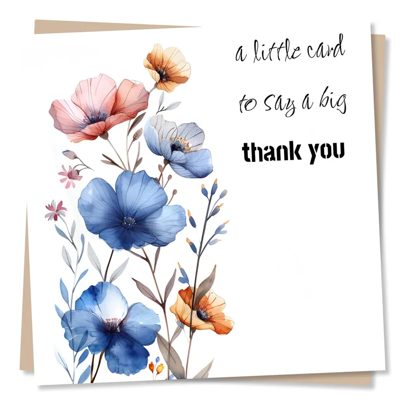 Watercolor Flowers Thank You Card: A Soft Note of Gratitude