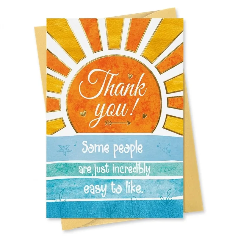 Easy to Like Thank You Card: Sunrise Over Waves