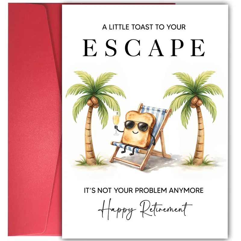 Cartoon Toast Beach Chair Card: A Retirement Toast for the Beach