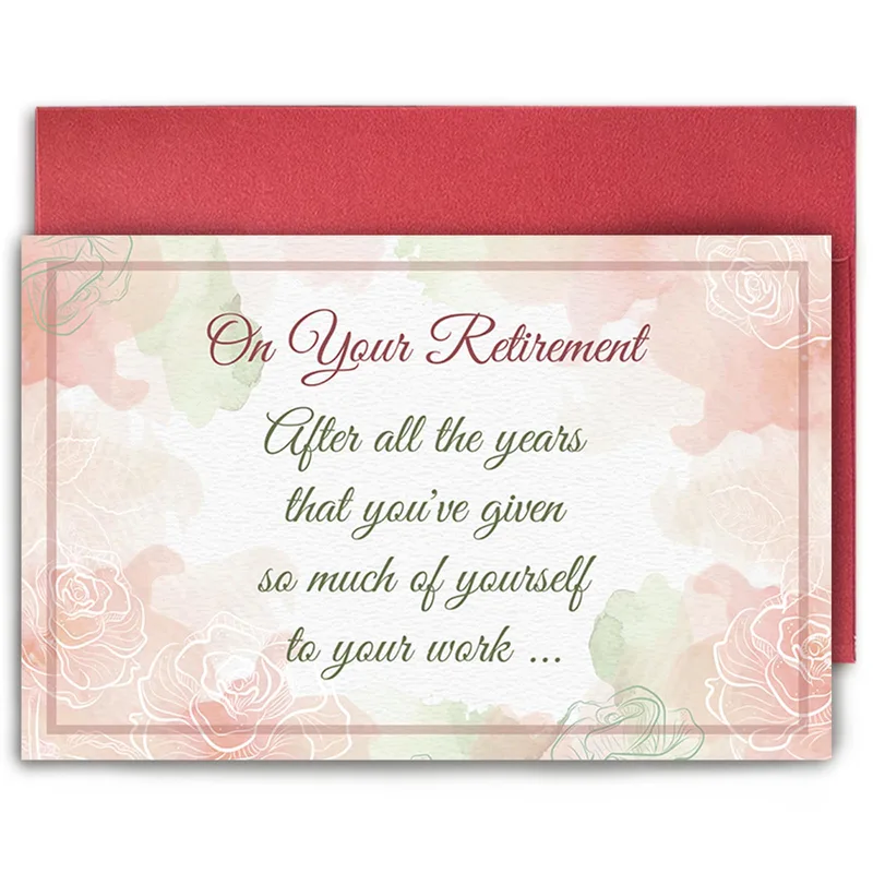 Retirement Thank You Card with pink watercolor roses