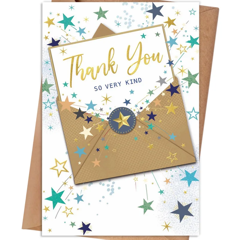 Thoughtful Thank You Card with Gold Star Envelope