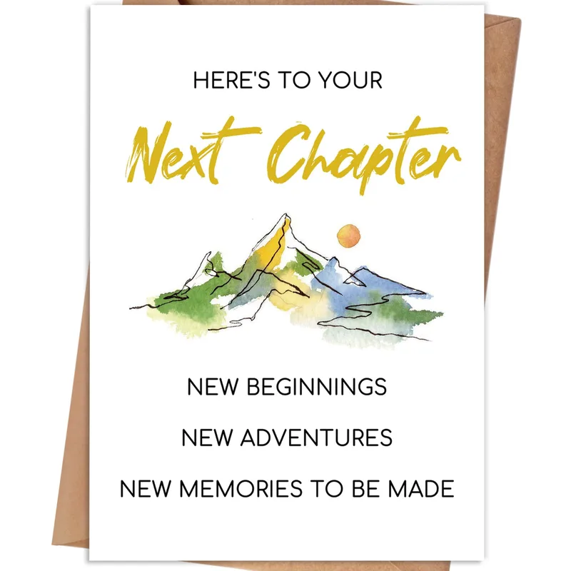 Watercolor Mountain Landscape Card for Retirement Cheer