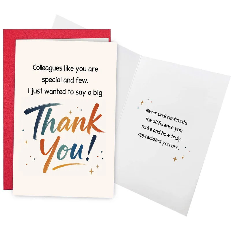 Colleague Thank You Card with Colorful Brush Lettering
