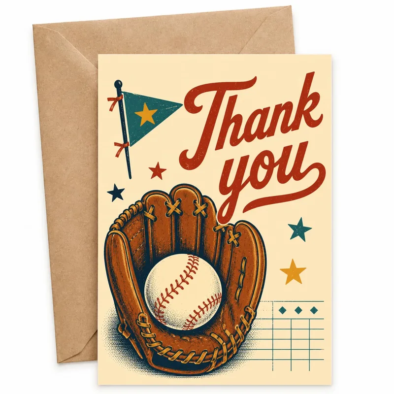 Baseball Thank You Card for a Coach or Teammate