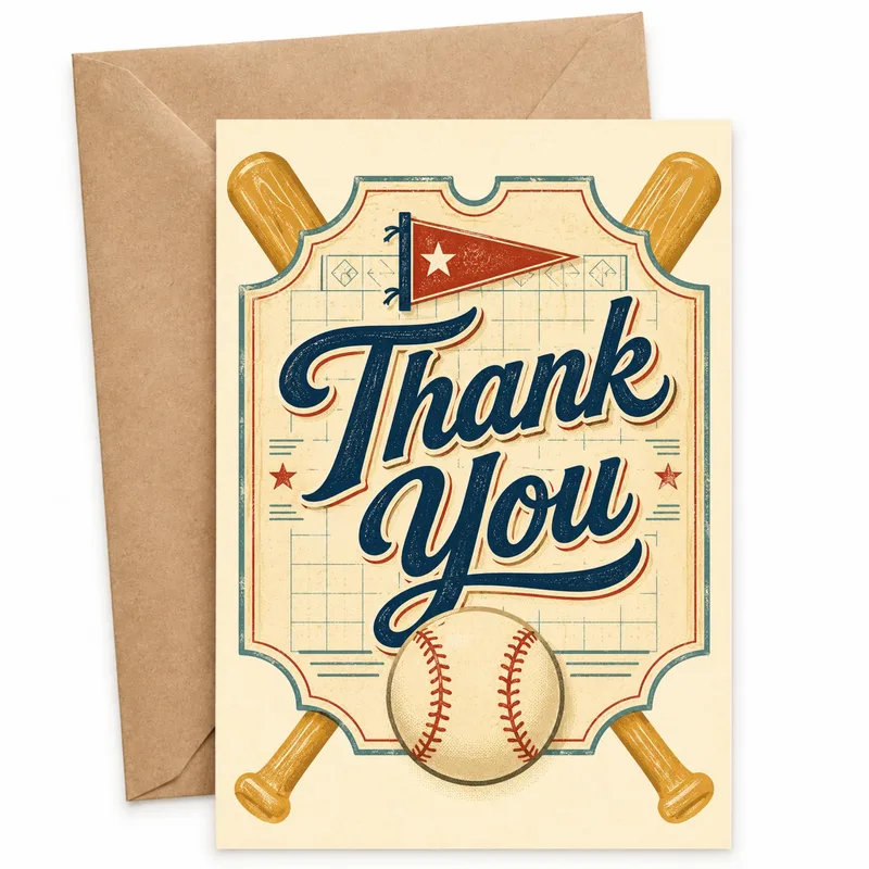 Thank You Baseball Coach Card for Vintage Team Appreciation