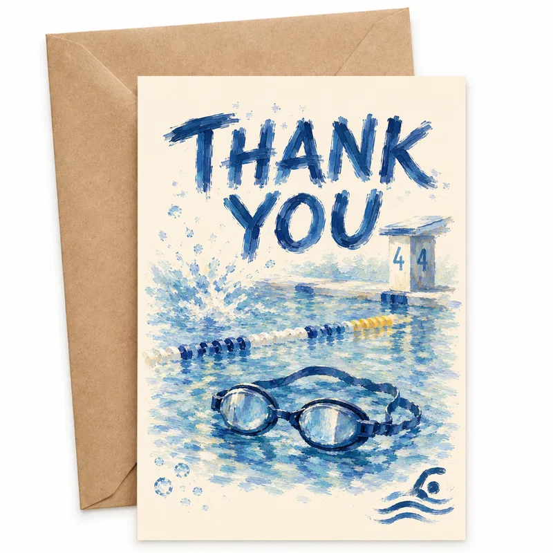Swimming Thank You Card for Your Coach or Teammate