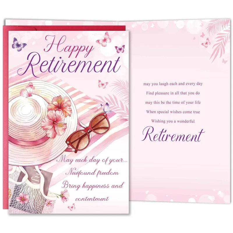 Retirement Sun Hat Card: A Pink Watercolor Send-Off